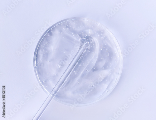 serum gel closeup in petri dish on a light background