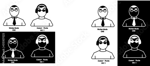 Set of man icon. Are you a worker at day, and gamer at night? this icons are for you. Yo can use it in your profile picture or maybe is you have gaming channel, you can use it as your profile too