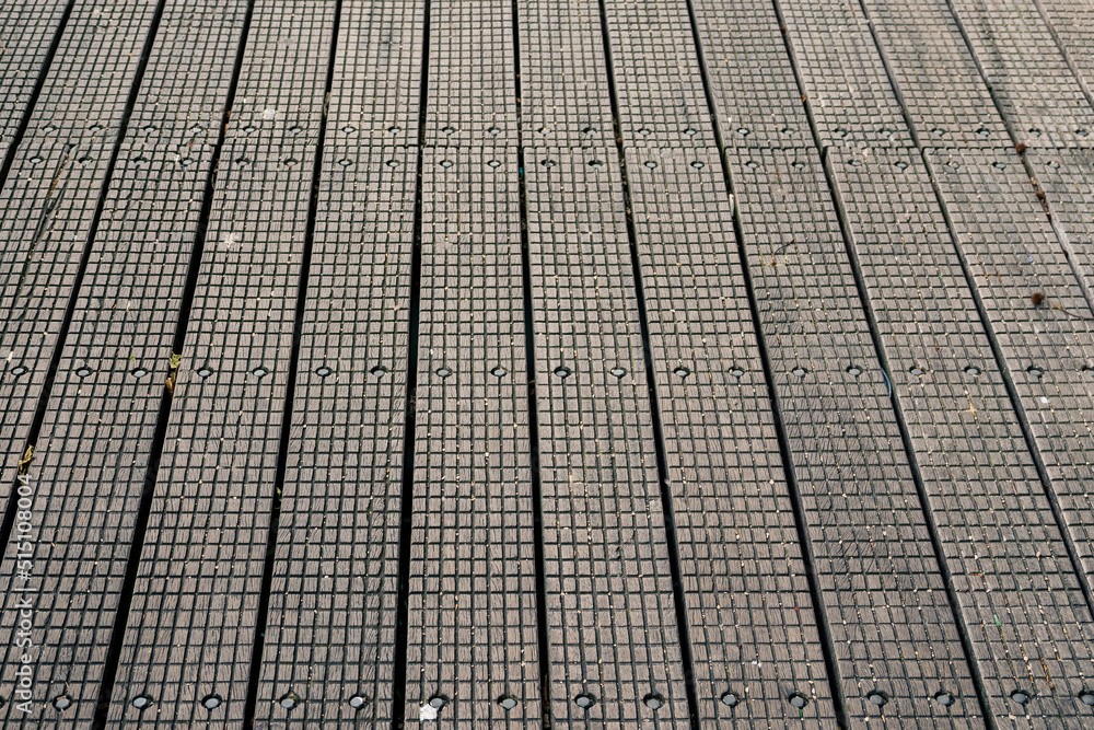 Fototapeta premium Foot path with special anti slip surface. Safety in a public place.