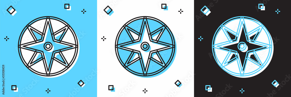 Set Wind rose icon isolated on blue and white, black background. Compass icon for travel. Navigation design. Vector Set Wind rose icon isolated on blue and white, black background. Compass icon for travel. Navigation design. Vector