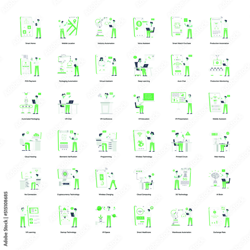 Collection of Technology Flat Mini Illustrations Collection of Technology Flat Mini Illustrations