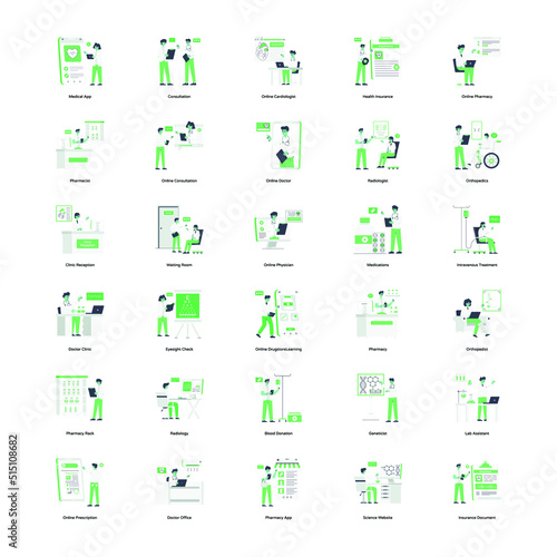 Collection of Healthcare Flat Mini Illustrations