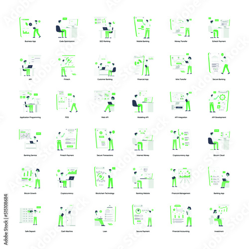 Pack of Banking Flat Mini Illustrations
