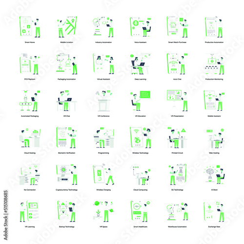 Collection of Technology Flat Mini Illustrations