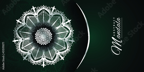 Abstract mandala background design with silver color