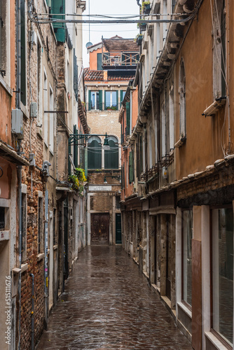 Fototapeta Naklejka Na Ścianę i Meble -  View of a Typical Venice Calle, Veneto, Italy, Europe, World Heritage Site