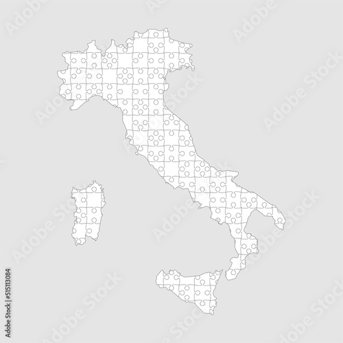 Vector map Italy from piece puzzle, jigsaw