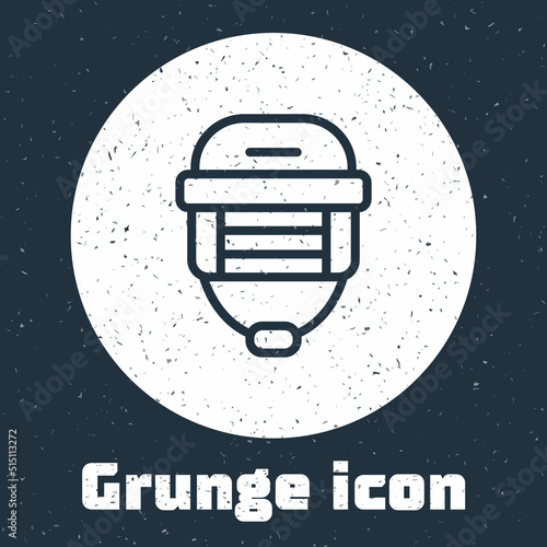 Photography Grunge line Hockey helmet icon isolated on grey background