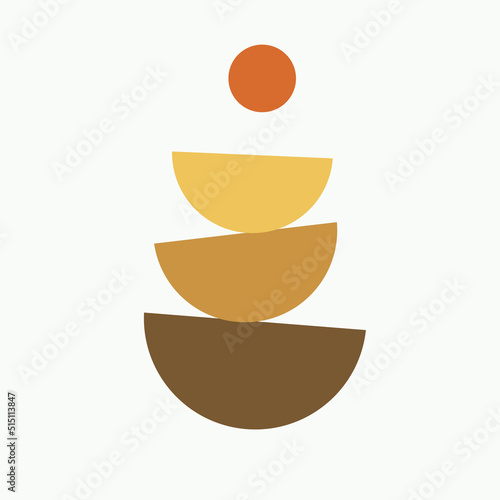 abstract geometric shape with circles in boho or bohemian style in vector