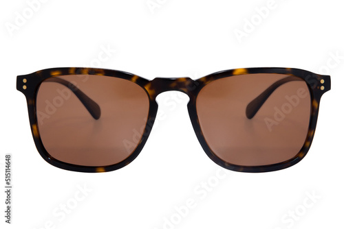 Square sunglasses isolated on white background black and brown color front view