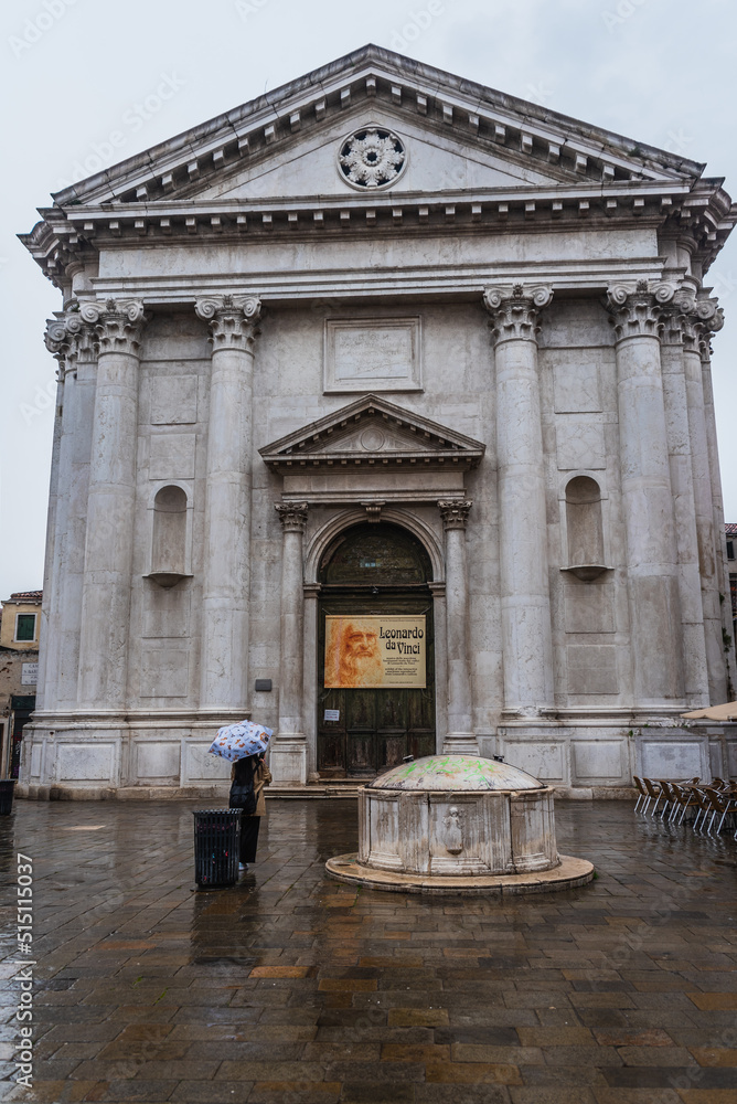 Facade of San Barnaba Church in Venice, Veneto, Italy, Europe, World Heritage Site