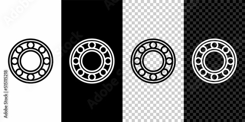 Set line Bicycle ball bearing icon isolated on black and white background. Vector