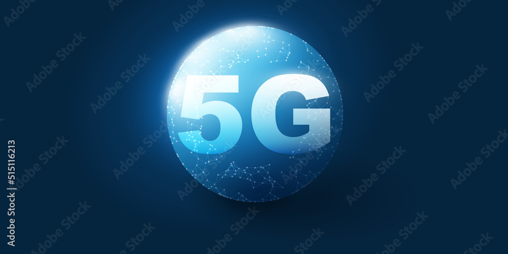 Dark Blue 5G Network Label with Mesh Around Globe - Background, High Speed Broadband Mobile Telecommunication and Wireless Internet Design, New Cutting Edge Global Mobile Technology Concept Dark Blue 5G Network Label with Mesh Around Globe - Background, High Speed Broadband Mobile Telecommunication and Wireless Internet Design, New Cutting Edge Global Mobile Technology Concept