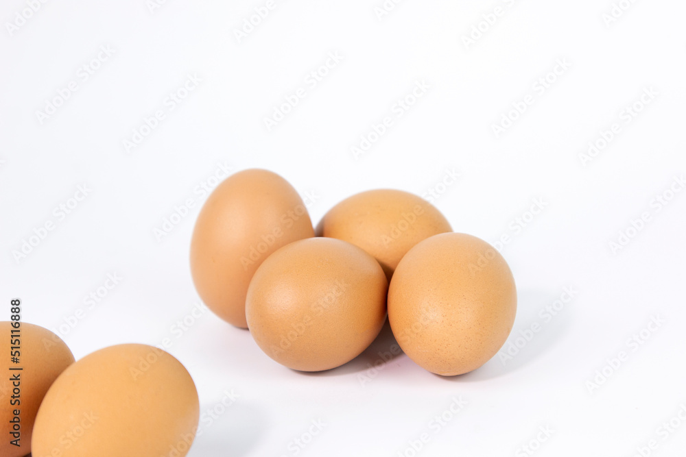 GROUP of eggs on white background used cooking GROUP of eggs on white background used cooking