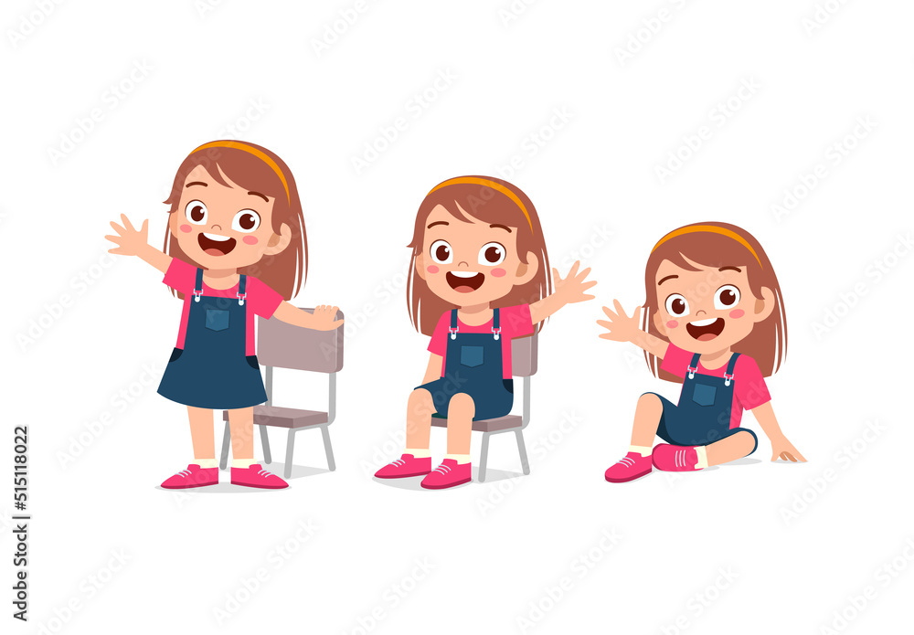 little kids with pose sit and standing little kids with pose sit and standing
