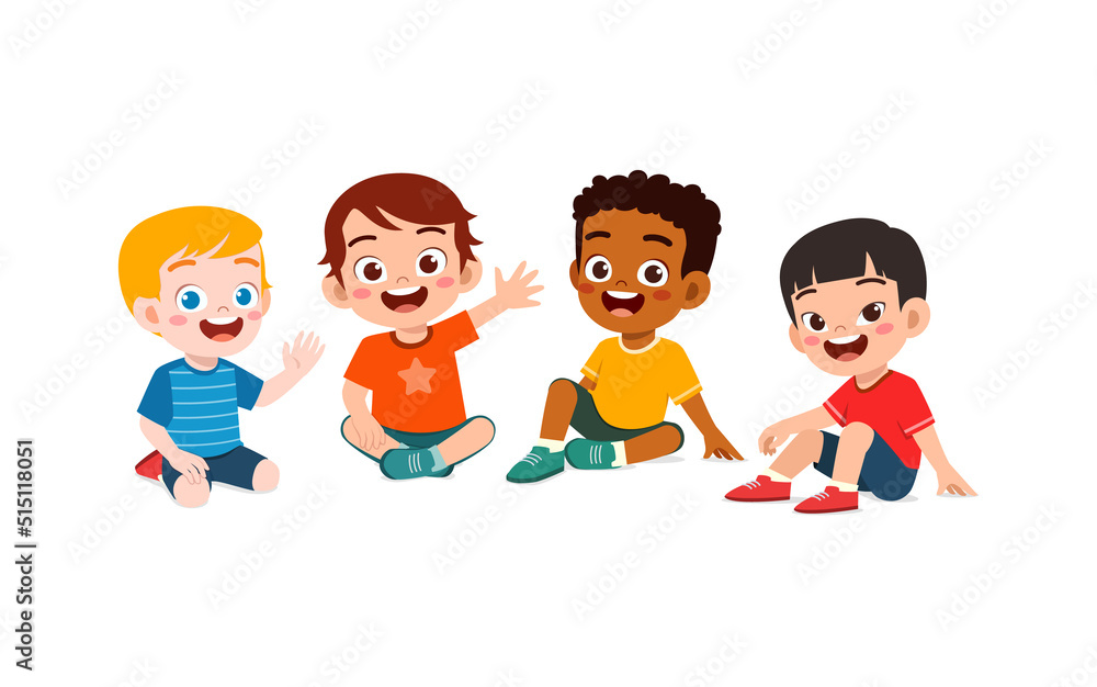 little kids sit together with friend on the floor little kids sit together with friend on the floor