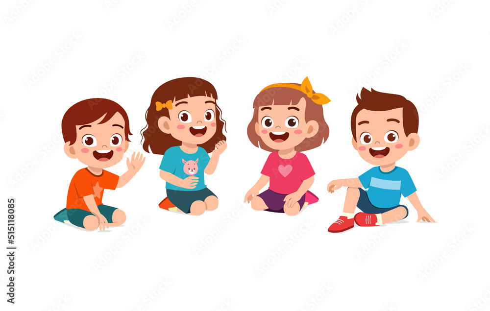 little kids sit together with friend on the floor little kids sit together with friend on the floor