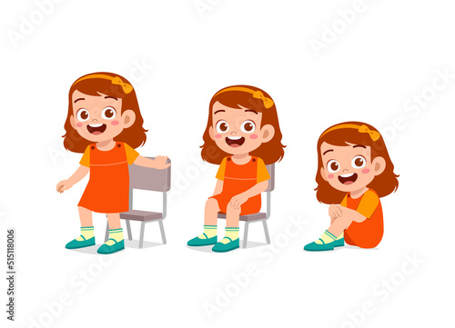 little kids with pose sit and standing