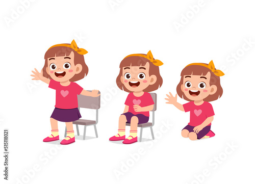 little kids with pose sit and standing