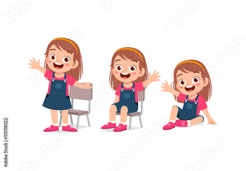 little kids with pose sit and standing