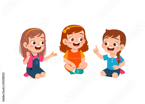 little kids sit together with friend on the floor