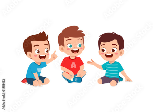 little kids sit together with friend on the floor