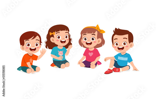 little kids sit together with friend on the floor