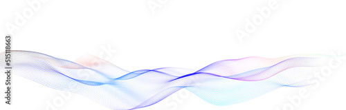 Colorful wave of streaming particles on a white background. Abstract background with dynamic elements of waves. 3d