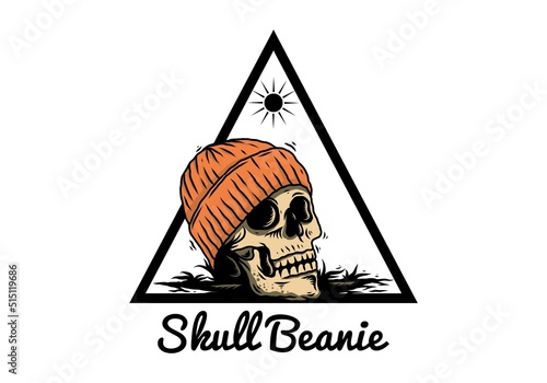 Skull head wearing beanie illustration design
