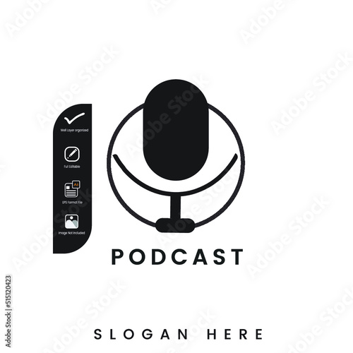 Detailed podcast logo template Free Vector