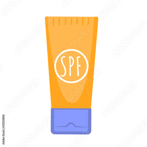 Sunscreen Lotion tube vector illustration. Concept of Using spf cream for protection skin from sunshine.