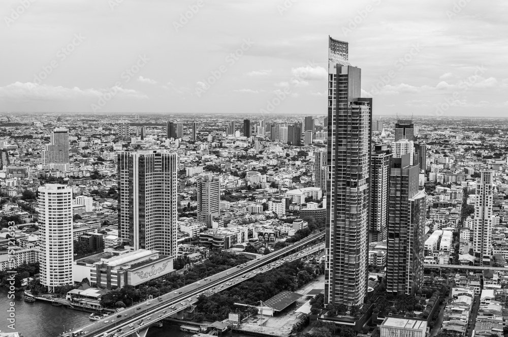 Photography Poster the Cityscape and the Chao Phraya River of the