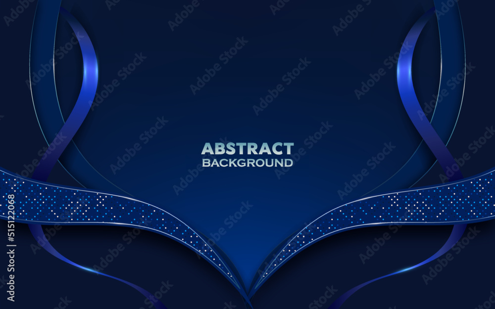 elegant blue Luxury background concept with blue ribbon and glitter