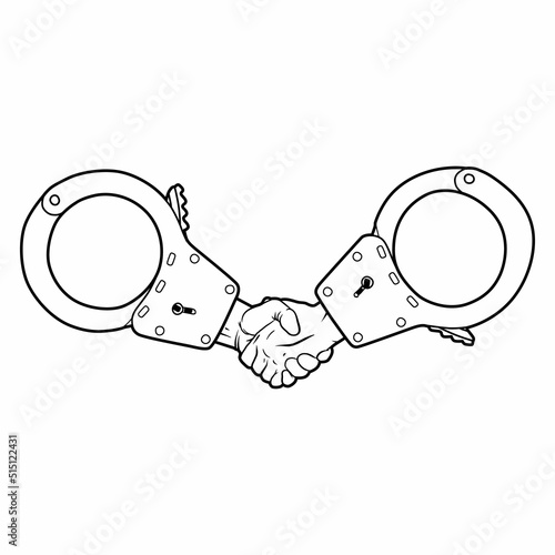 stylized image of handcuffs.instead of a handshake chain.linear style.vector illustration on a white background.modern typography design perfect for web design,social media,poster,banner,flyer,etc