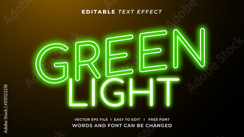 Editable text effect - green neon light style