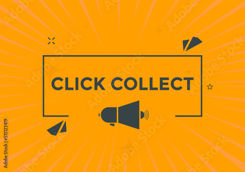 Click and collect text button web banner. Click collect for marketing design
