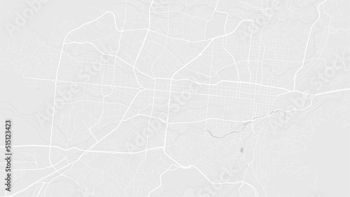 White and light grey San Salvador city area vector background map, roads and water illustration. Widescreen proportion, digital flat design.