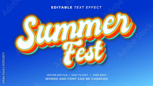 Summer fest 3d editable text effect photo