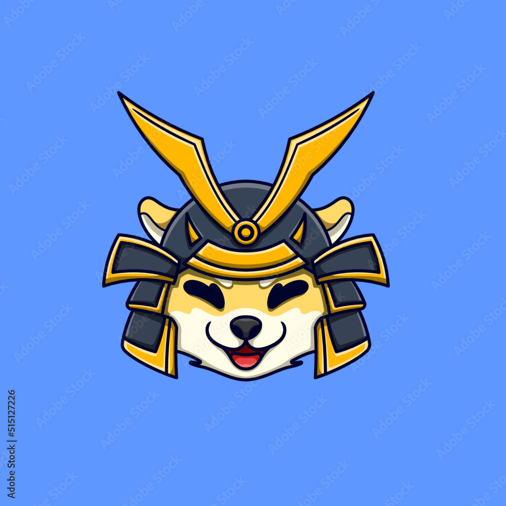 Fototapeta premium samurai shiba inu head cartoon