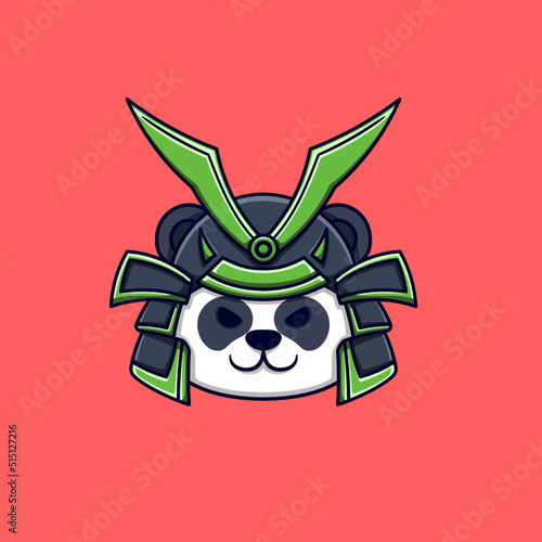 samurai panda head cartoon