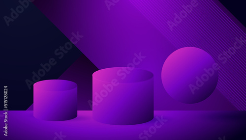 Modern futuristic purple and blue abstract geometric background. Can be for advertising, technology, showcase, banner, cosmetic, fashion, business, metaverse, cyber. Sci-Fi Illustration.	
