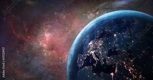 Photography Earth with stars in deep space