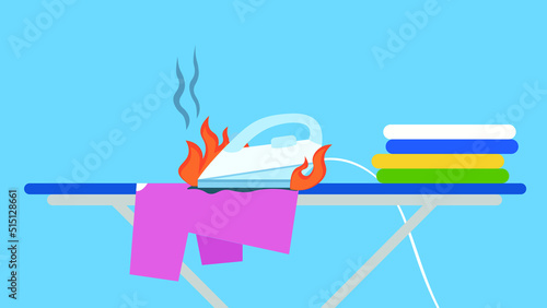 Left turned on iron set fire to clothes
