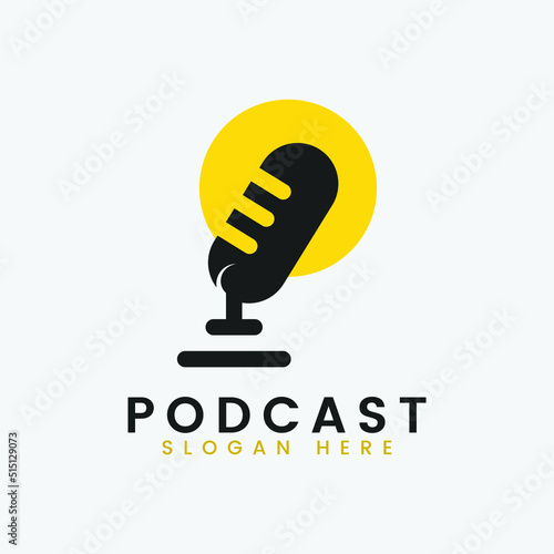 Detailed podcast logo template Free Vector photo