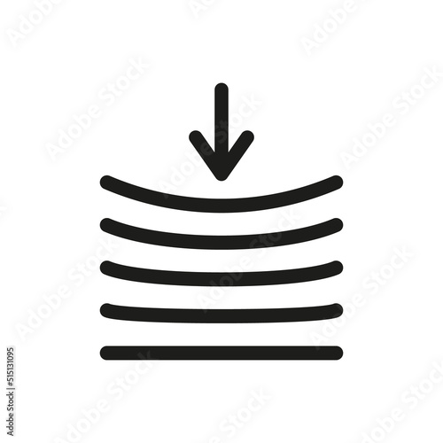 Elastic and resilient icon. Symbol of soft and flexible. Logo of stretchy with arrow. Concept of bounce in line style. Sign isolated on white background. Vector