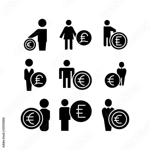 euro broker icon or logo isolated sign symbol vector illustration - high quality black style vector icons
