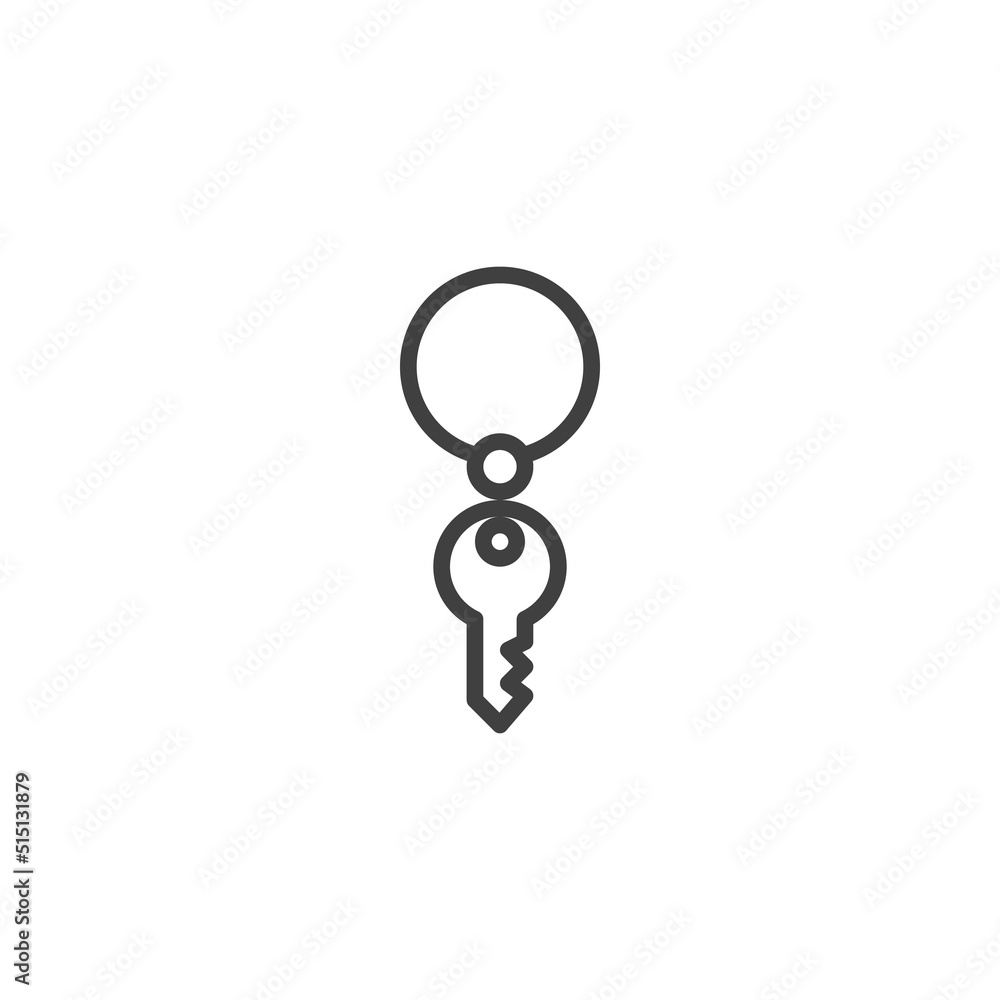 Key with keyring line icon Key with keyring line icon