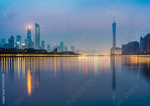 At midnight blues  Guangzhou city skyline
