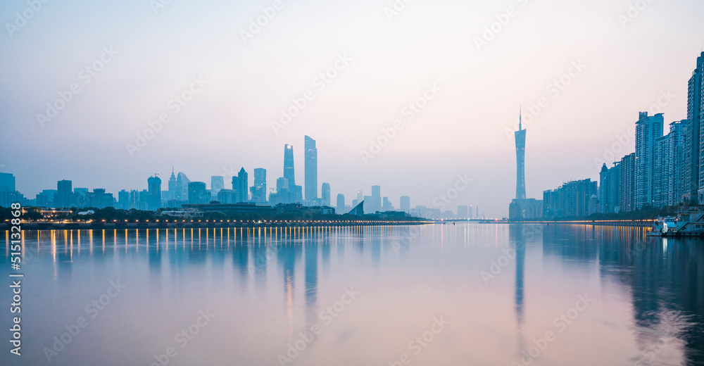 At sunrise in the morning, Guangzhou city skyline