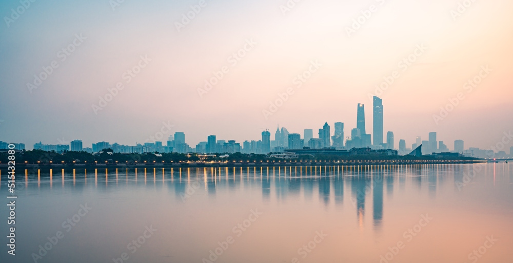 At sunrise in the morning, Guangzhou city skyline